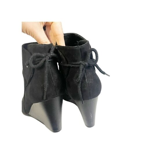 Madeline Girl Black Suede Wedge Ankle Boots with Zipper Women's Size 8.5 Fall - Picture 5 of 8